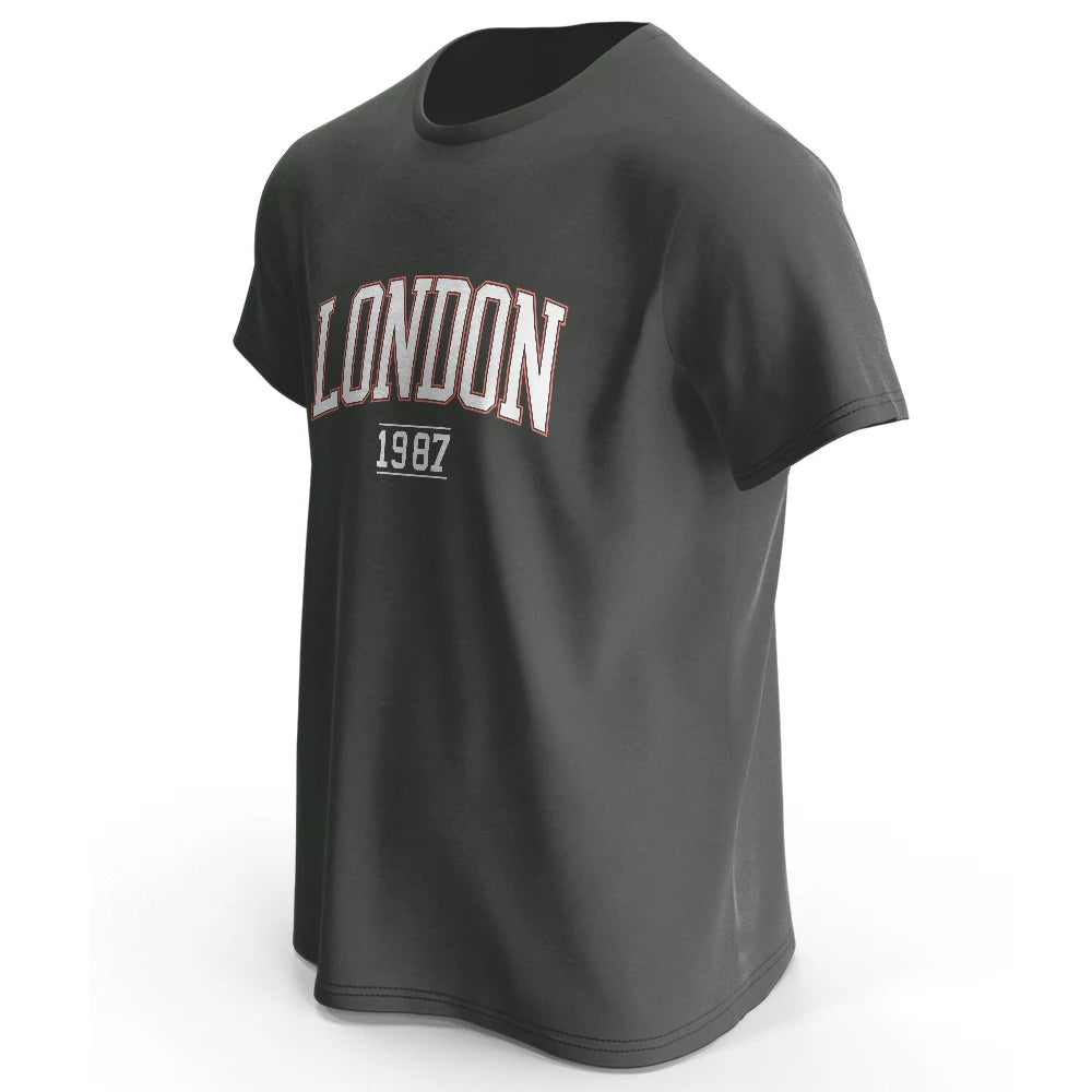 Men's London 1987 Vintage T-Shirt – 100% Cotton Sport Print Tee for Men & Women - 3KDyn