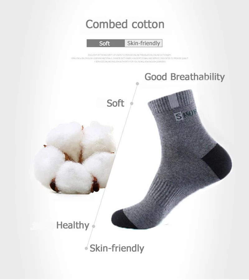 5/10 Pairs Men’s Bamboo Fiber Sports Socks – Breathable Cotton Crew Socks - 3KDyn