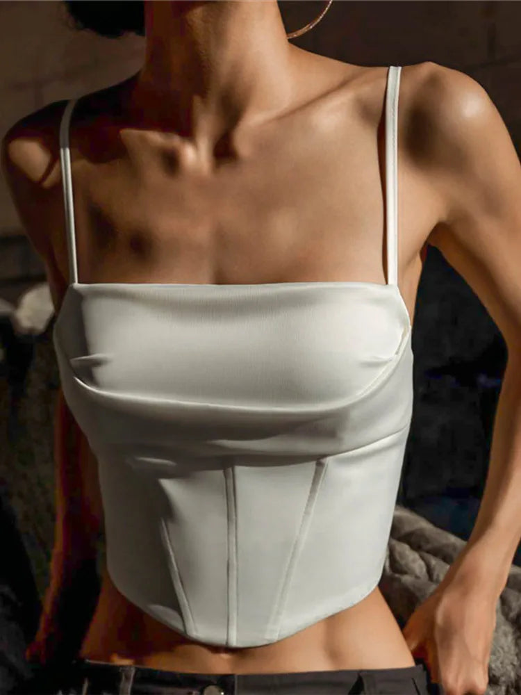 Elegant Spaghetti Strap Backless Crop Top – Summer Bandage Style - 3KDyn