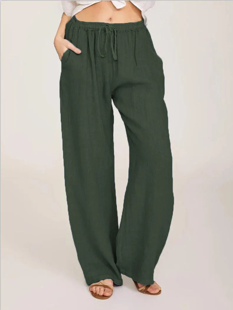 Summer and Autumn New Casual Women's Wear in Europe, America, and Europe Large Loose Cotton Hemp Casual Pants - 3KDyn