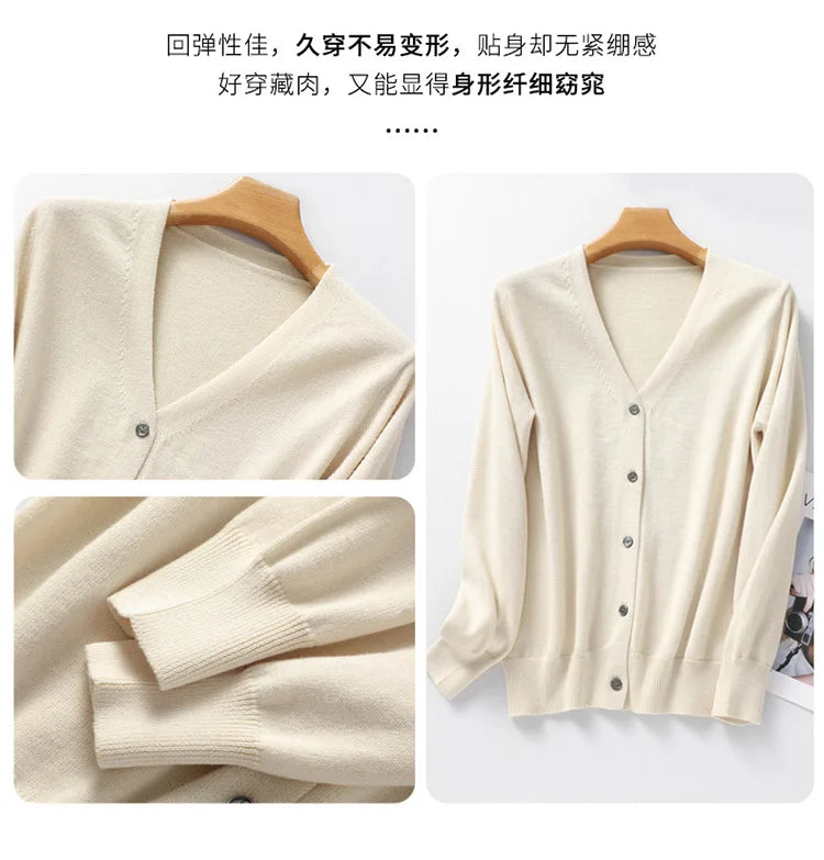 Women’s cotton V-neck button cardigan