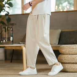 Men's Cotton-Linen Drawstring Pants – Light, Breathable & Relaxed - 3KDyn