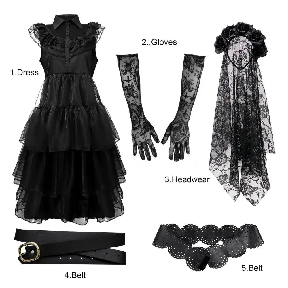 Women’s gothic ghost bride costume set – product detail 7