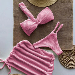 Sexy 3pieces Micro Bikini 2025 Women Swimsuit Female Swimwear Thong Bikinis Set Brazilian Beach Wear Bathing Suit Biquini - 3KDyn