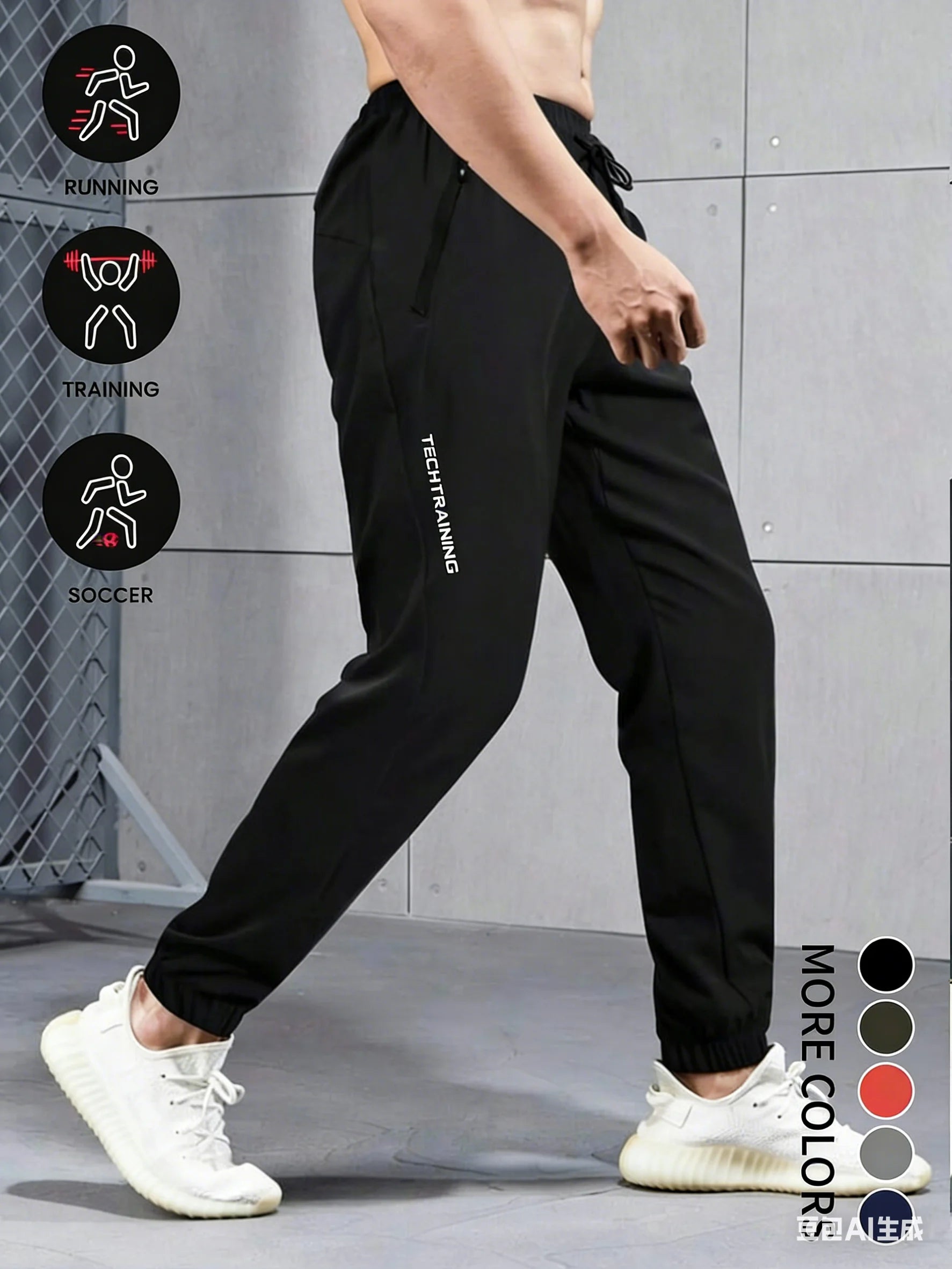 Men’s breathable jogger pants shown in a lightweight athletic style - 3KDyn