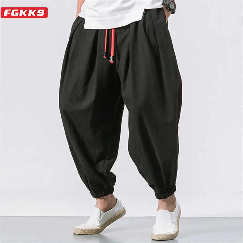 Men’s Loose Fit Linen Harem Pants – Oversized Lightweight Comfort - 3KDyn