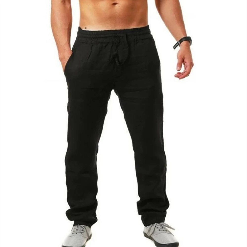 Men's Lightweight Summer Pants – Breathable, Elastic Waist, Casual Straight Fit - 3KDyn