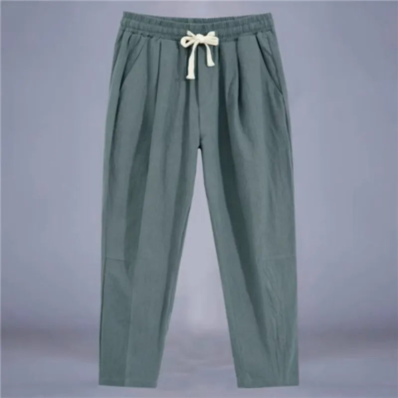 Men's Cotton-Linen Drawstring Pants – Light, Breathable & Relaxed - 3KDyn