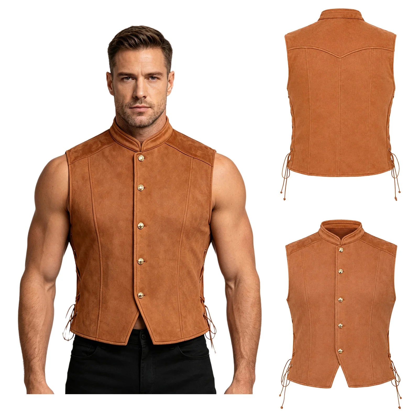 Men’s medieval pirate Viking costume vest – product detail 2