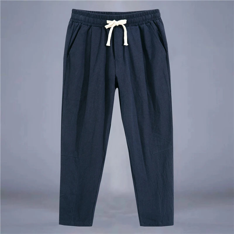 Men's Cotton-Linen Drawstring Pants – Light, Breathable & Relaxed - 3KDyn