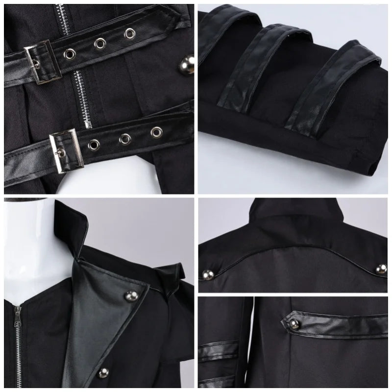 Men’s gothic steampunk coat and mask costume for Halloween