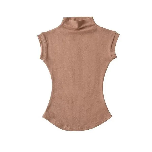 Women's Sleeveless Turtleneck Tank Top – Stretchy Slim Fit Mock Neck - 3KDyn