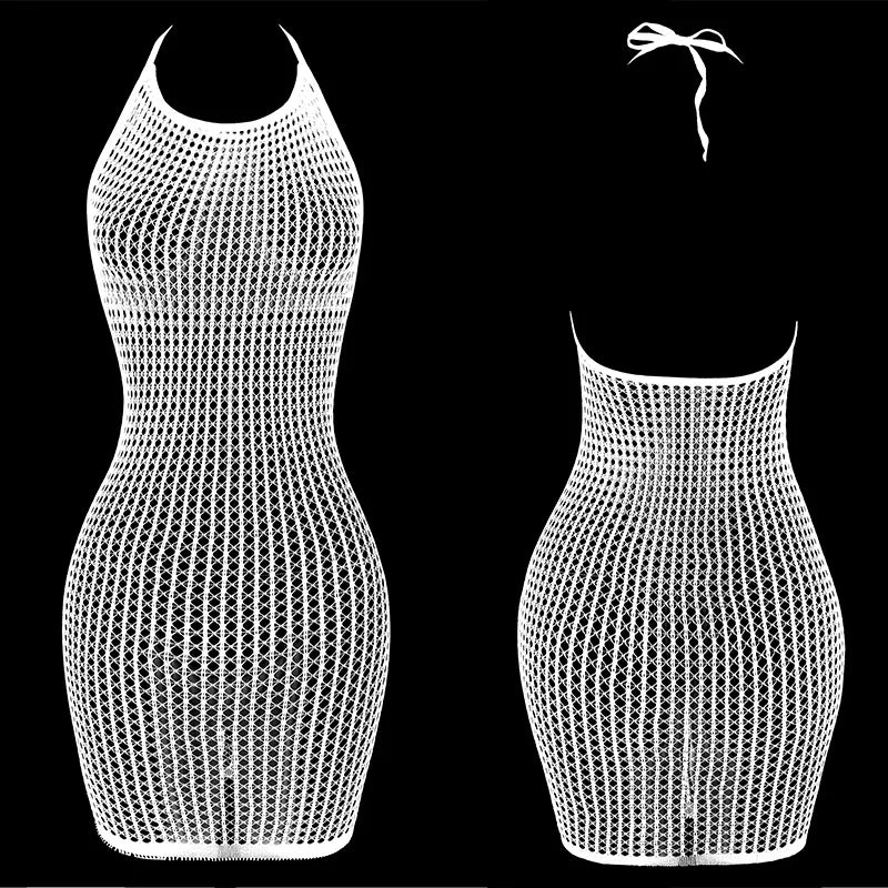 1PC Women Sexy Fishnet Cover Up Without Bikini Hollow Out See Through Bodycon Dress Beachwear Summer Women's Swimwear DS140 - 3KDyn