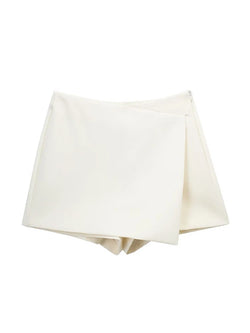TRZA Women Fashion Pareo Style Asymmetric Shorts Skirts Vintage High Waist Side Zipper Female Skort Mujer - 3KDyn