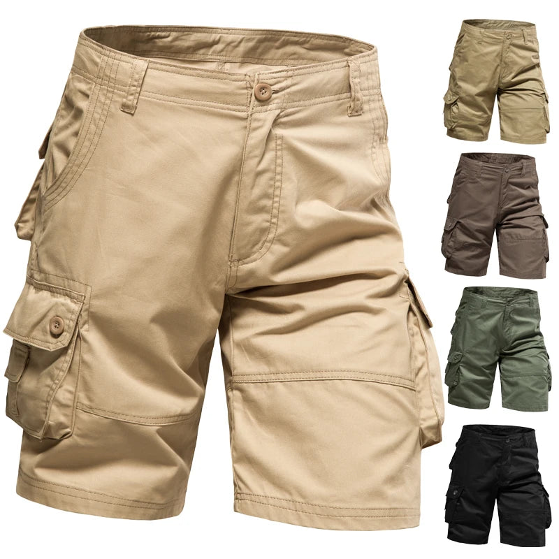 Men's Shorts Loose Large Size Multi-Pocket Overalls Summer Cotton Comfortable Nickel Pants Outdoor Casual Sports Beach Pants - 3KDyn