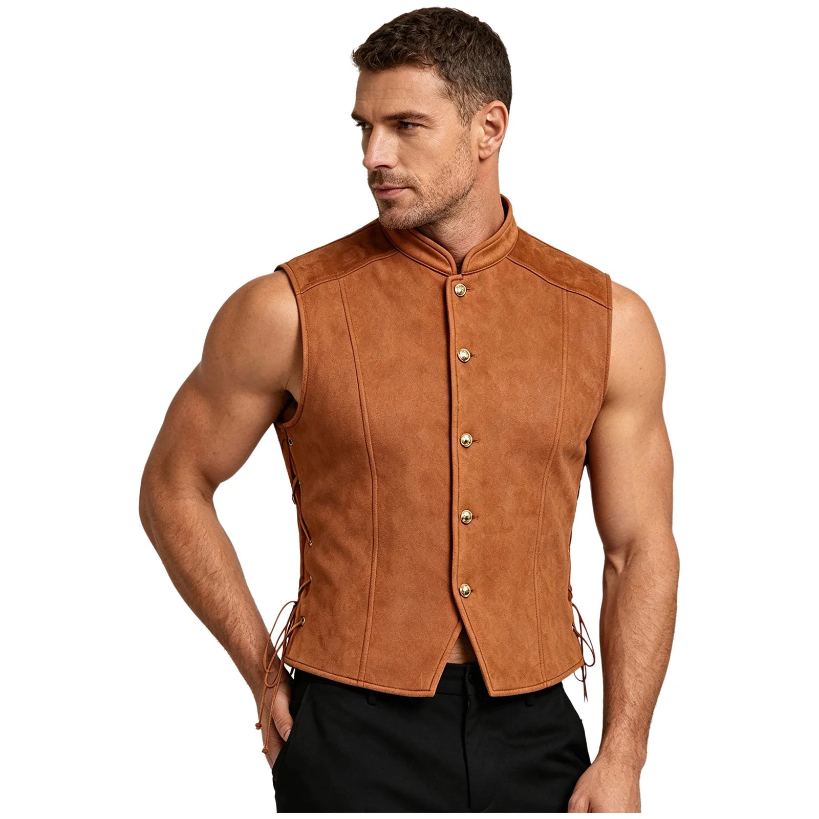 Men’s medieval pirate Viking costume vest – product detail 13
