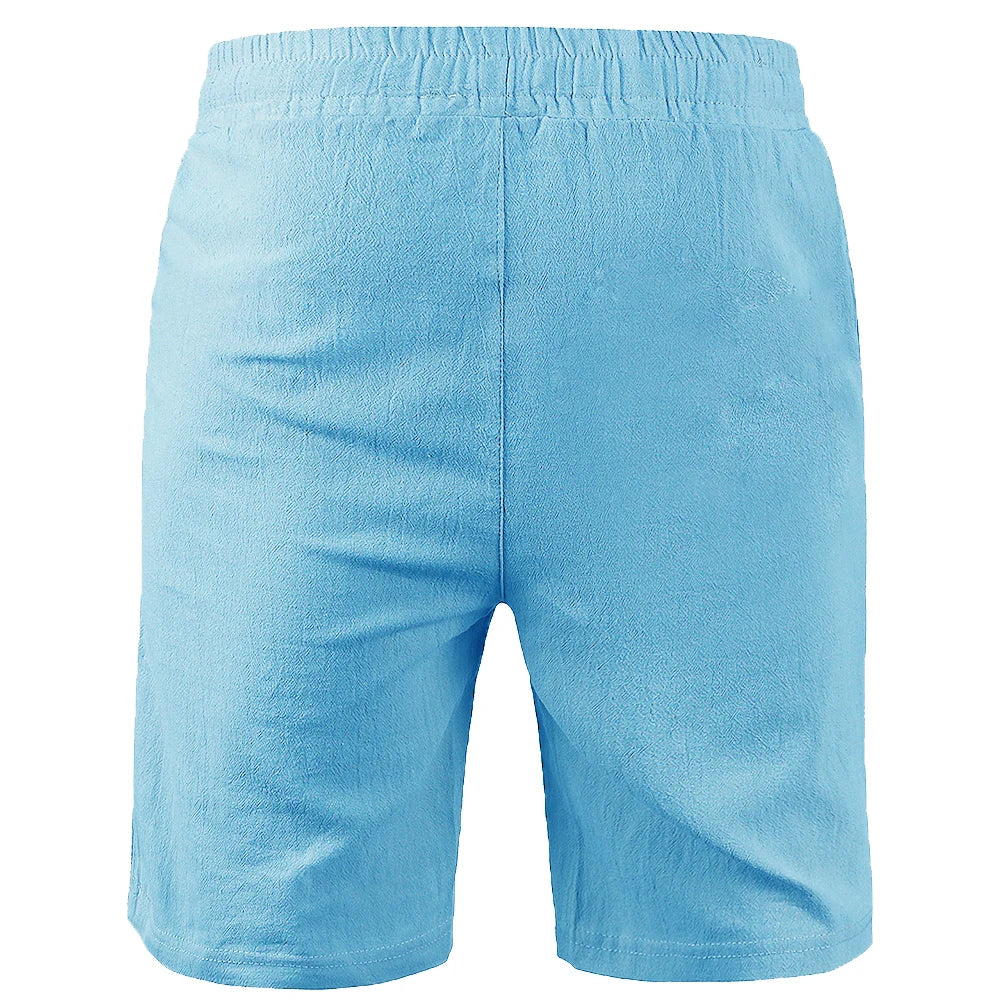 Men's Cotton Linen Shorts – Breathable Casual Summer Shorts with Drawstring Waist - 3KDyn