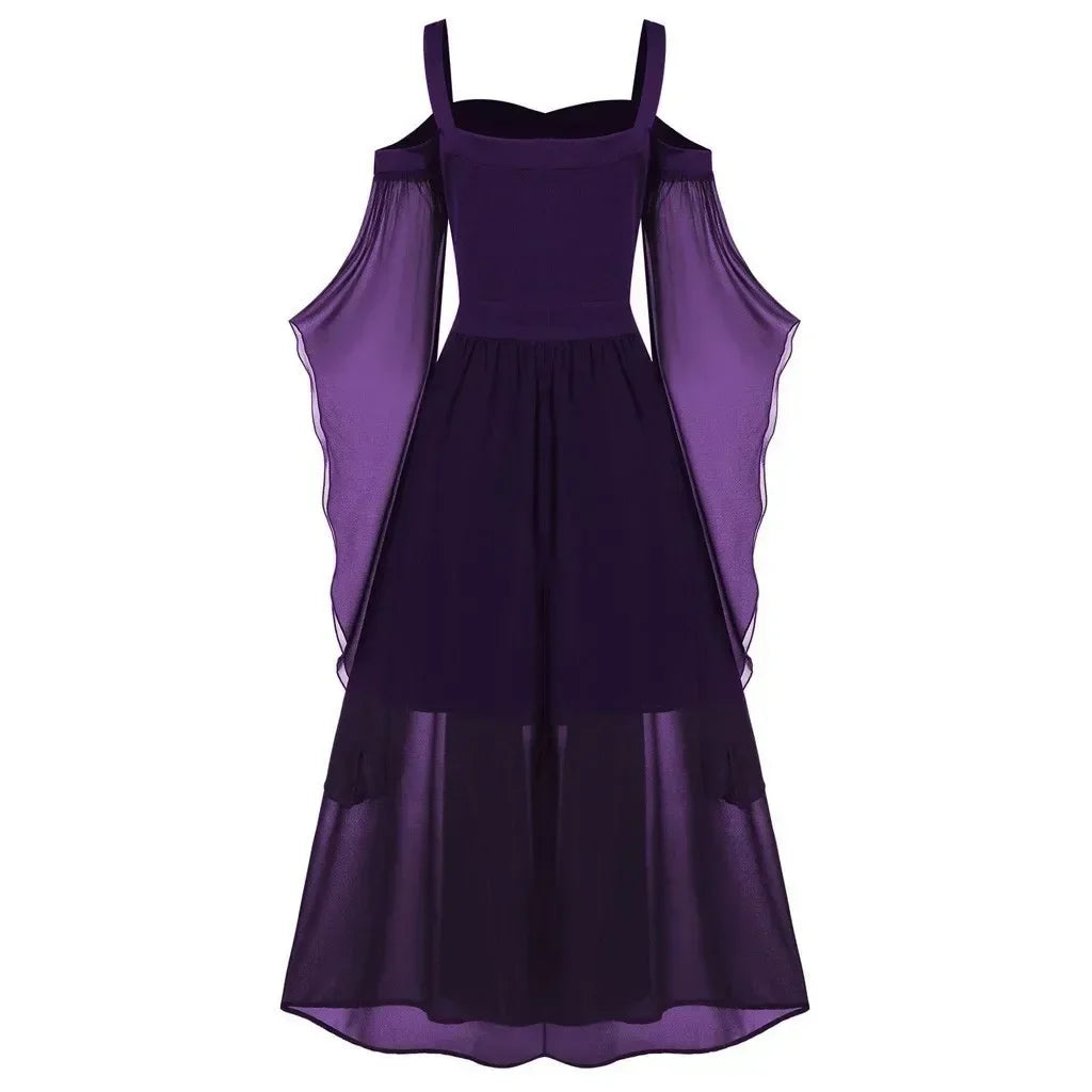 Gothic witch costume dress with medieval-inspired styling for women