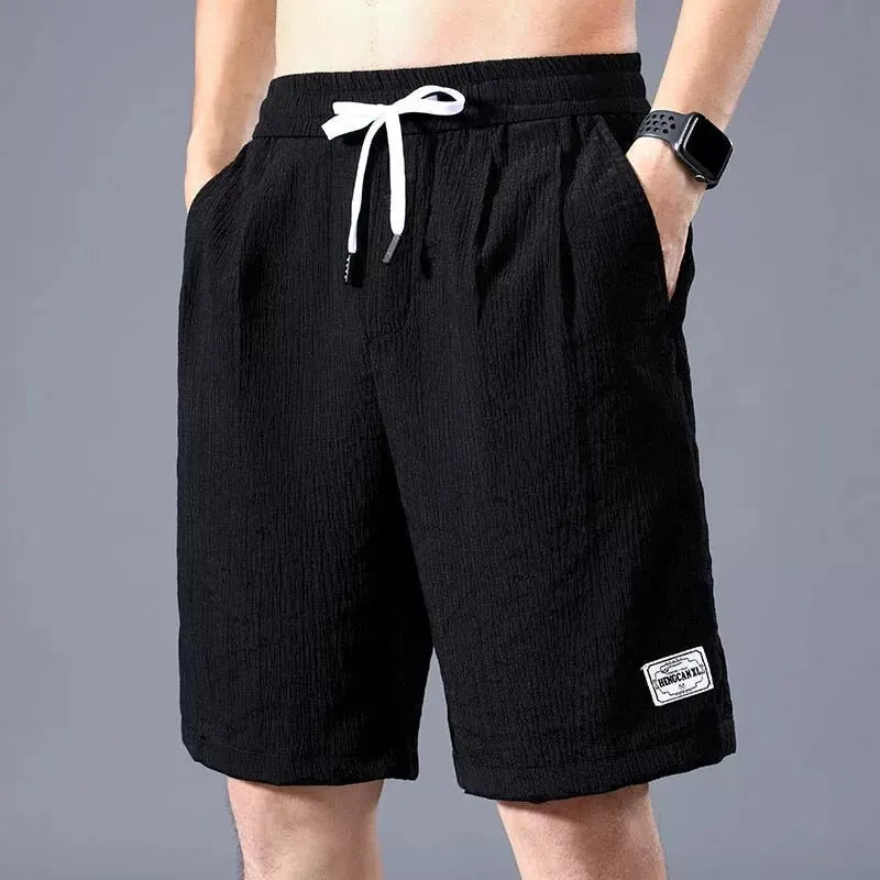 Lce Silk Shorts Men's Thin Sports Cropped Pants Loose Straight Leg Cool Breathable New Fashion Trend Casual XL-XXXL - 3KDyn