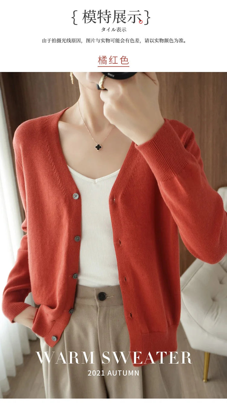 Women’s cotton V-neck button cardigan