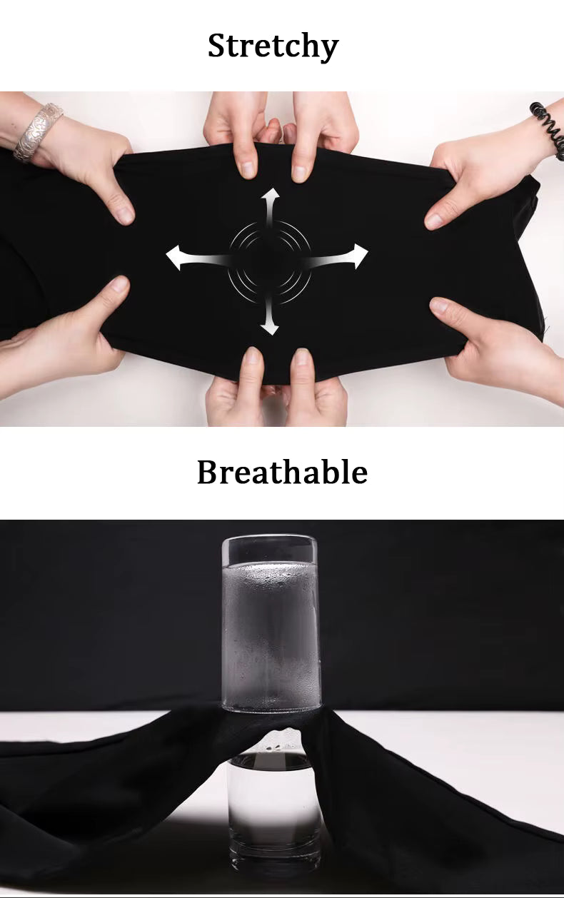 Men's Summer Straight-Leg Business Casual Trousers – Lightweight, Elastic Waist, Full Length - 3KDyn