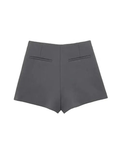 TRZA-Asymmetric Shorts Skirts with Tab for Women, High Waist, Side Zipper, Female Skort, Fashion - 3KDyn