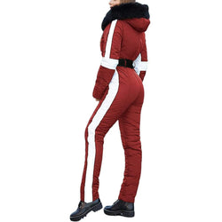 Women’s Winter Ski Jumpsuit – One-Piece with Fur Collar, Waterproof & Insulated - 3KDyn