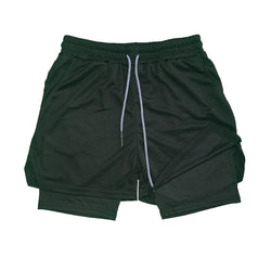 Men's Double Layer Fitness Shorts Drawstring Mesh Lining Elastic Waist Breathable Quick Dry to Beach Pool Summer Male - 3KDyn