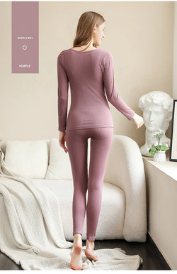 Warm Thermal Long Johns Set – Women's Cotton Body Shaping Loungewear - 3KDyn
