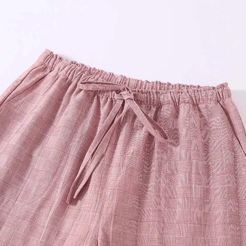 Women’s cotton gauze pajama pants – elastic waist
