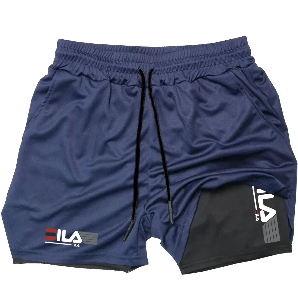 Men's Two-in-one Sports Shorts Breathable Casual Quick-drying Double-layer Shorts Summer Running Sportswear Bottoms M-3XL - 3KDyn
