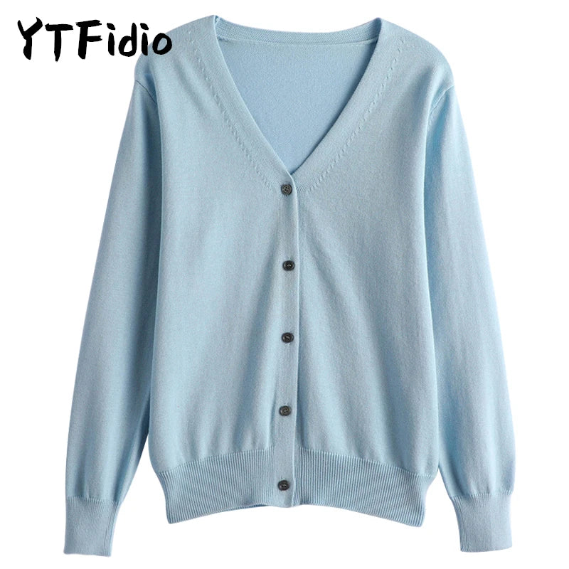 Women’s cotton V-neck button cardigan