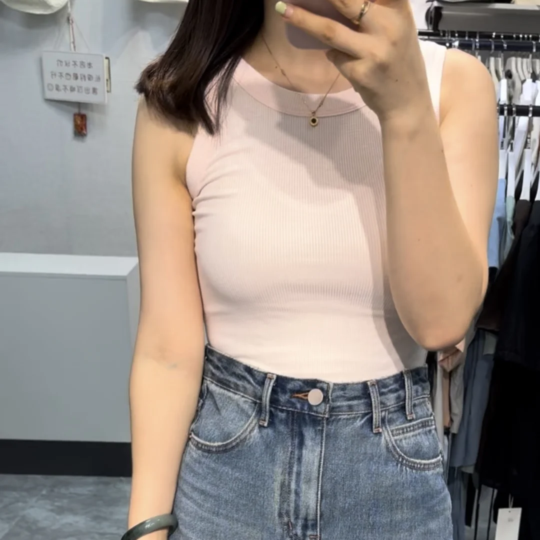 Ribbed Crop Tank Top - Sleeveless U-Neck Solid Summer Vest - 3KDyn