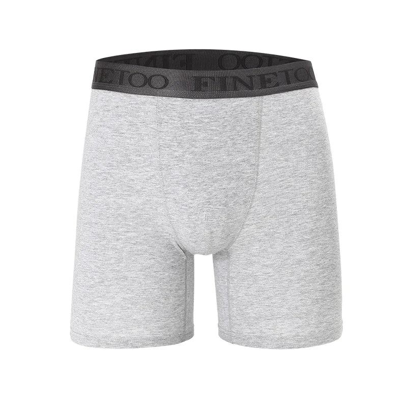 Gray boxer briefs with black waistband on a white background