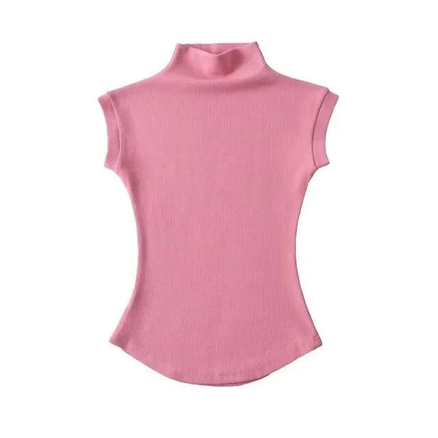 Women's Sleeveless Turtleneck Tank Top – Stretchy Slim Fit Mock Neck - 3KDyn