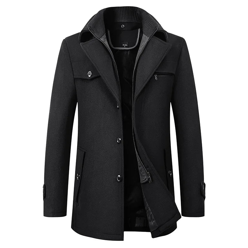 Men’s wool‑blend winter coat — color variations and detail close‑ups | 3KDyn