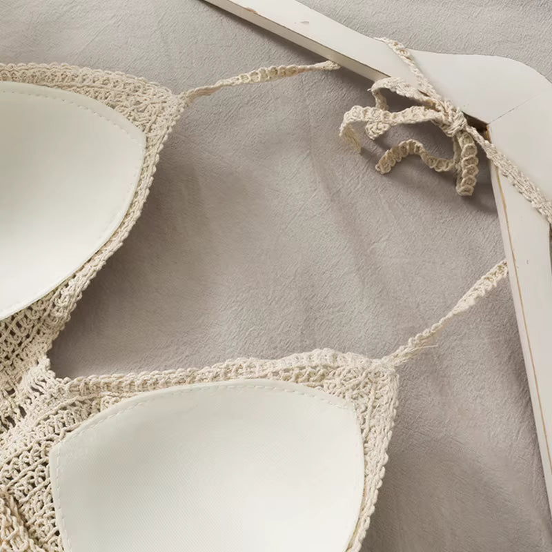 Crochet Halter Tassel Crop Top – Summer Beach Camisole - 3KDyn