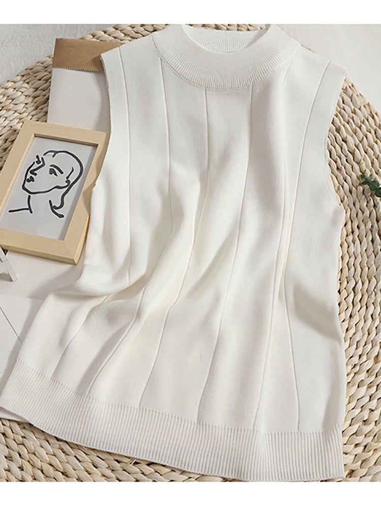 Knitted Sleeveless Tank Top - Stretchy Casual Fit for Women - 3KDyn