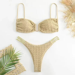 U-Shaped Bandeau Bikini Set – Push Up Swimwear for Women - 3KDyn