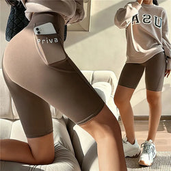 Women Yoga Sports Shorts High Waist Fitness Shorts Casual Streetwear Short Trousers Female Tight Shorts For Ladies Workout Pants - 3KDyn
