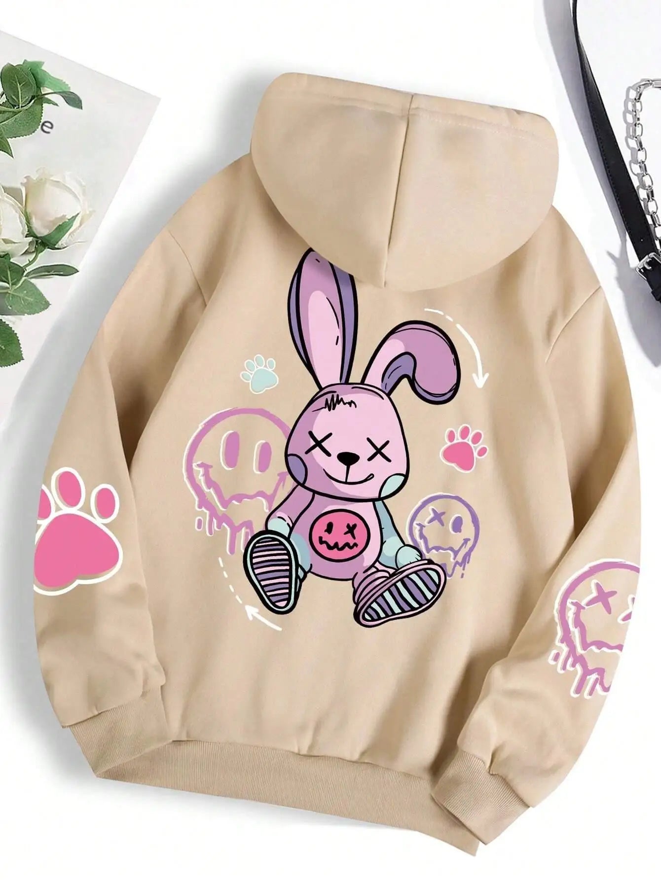 Cartoon Bunny Oversize Hoodie – Women’s Streetwear - 3KDyn