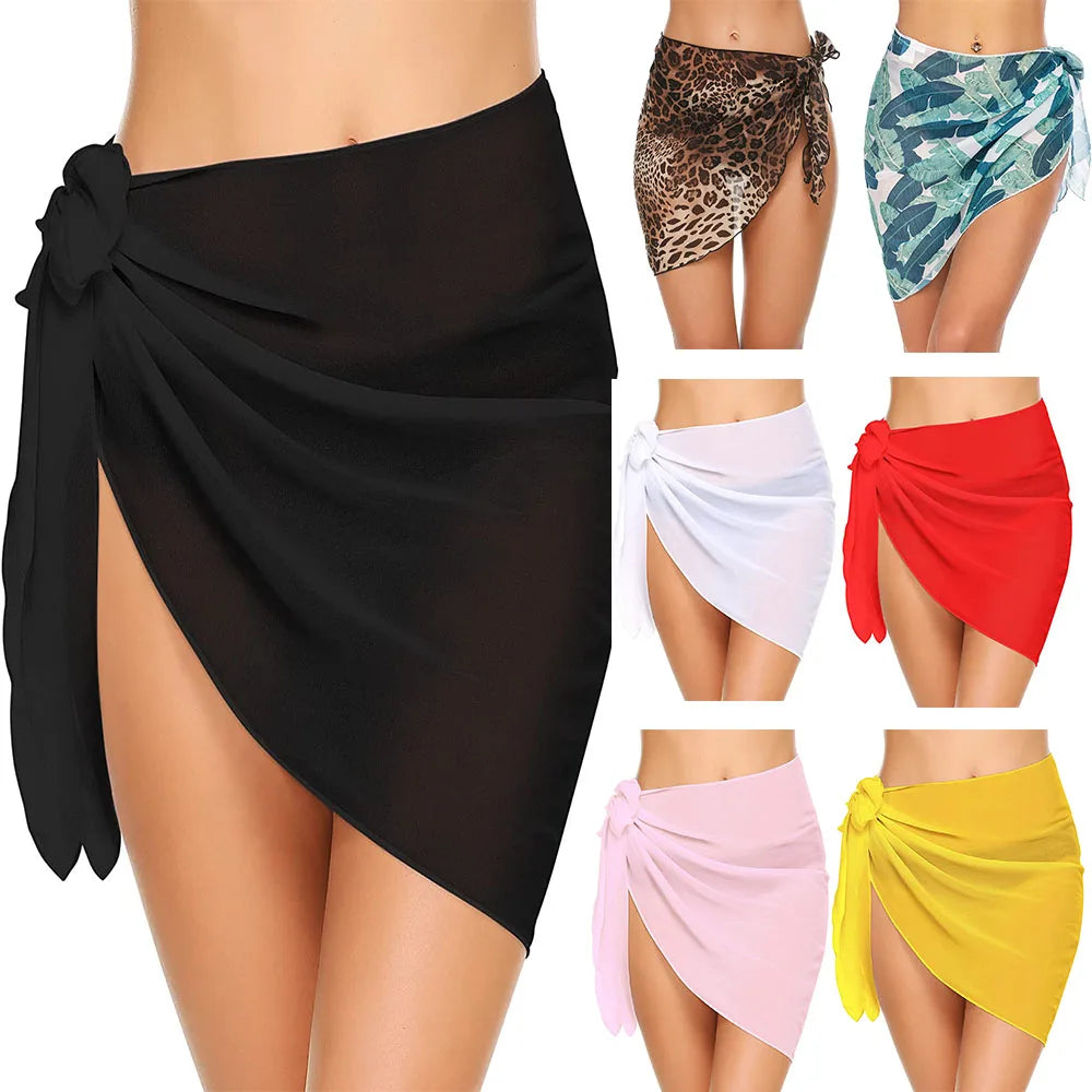 Women’s Beach Sarong – Sheer Chiffon Bikini Wrap Skirt Swimwear Cover Up | 3KDyn