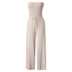 Women’s Strapless Wide‑Leg Jumpsuit with Lace‑Up Front - 3KDyn