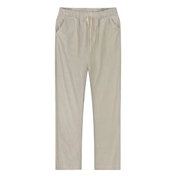 Men's Cotton Linen Straight Pants - Breathable Summer Trousers with Elastic Waist - 3KDyn