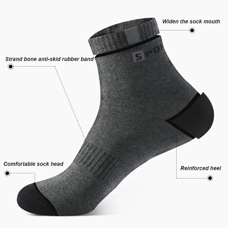 5/10 Pairs Men’s Bamboo Fiber Sports Socks – Breathable Cotton Crew Socks - 3KDyn