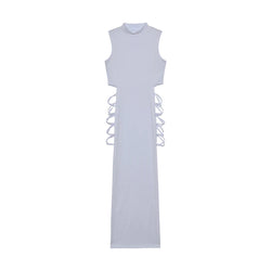 Criss Cross Cut Out Dress, Sexy Bodycon Mock Neck Sleeveless Dress, Women's Clothing - 3KDyn