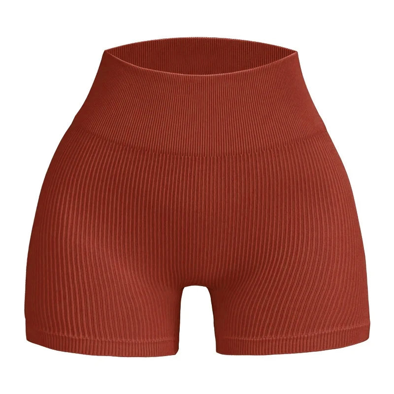 Seamless Gym Sexy Shorts Woman Summer Sport Fitness Shorts Thread Striped Skinny Activewear Running Compression Shorts - 3KDyn