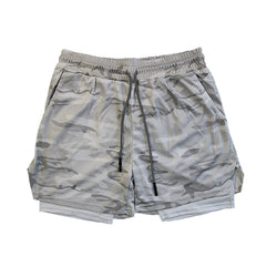 Men's Double Layer Fitness Shorts Drawstring Mesh Lining Elastic Waist Breathable Quick Dry to Beach Pool Summer Male - 3KDyn