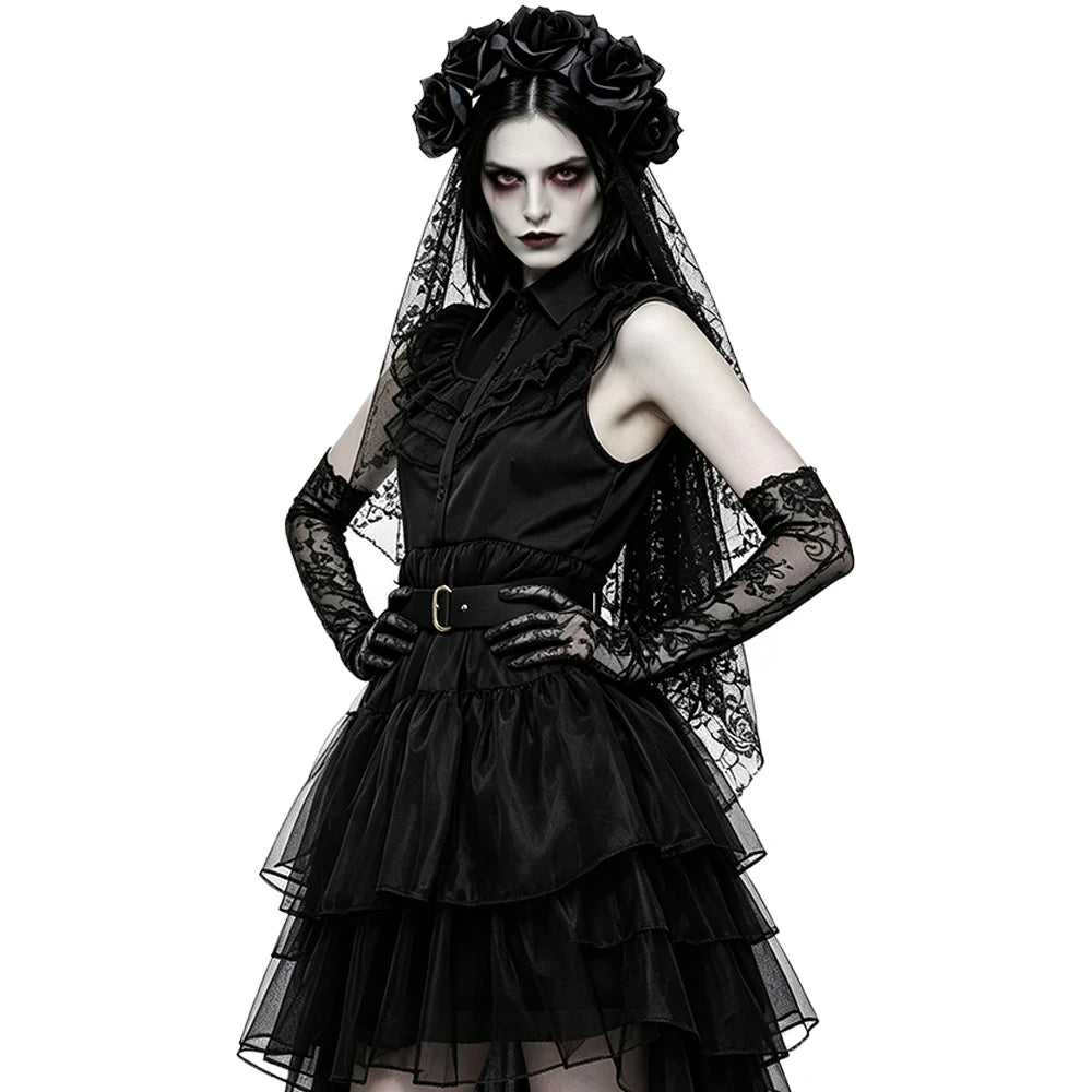 Women’s gothic ghost bride costume set – product detail 4