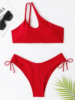 One Shoulder Bikini Set with Cut-Out Design – Sexy & Supportive Swimwear for Women - 3KDyn